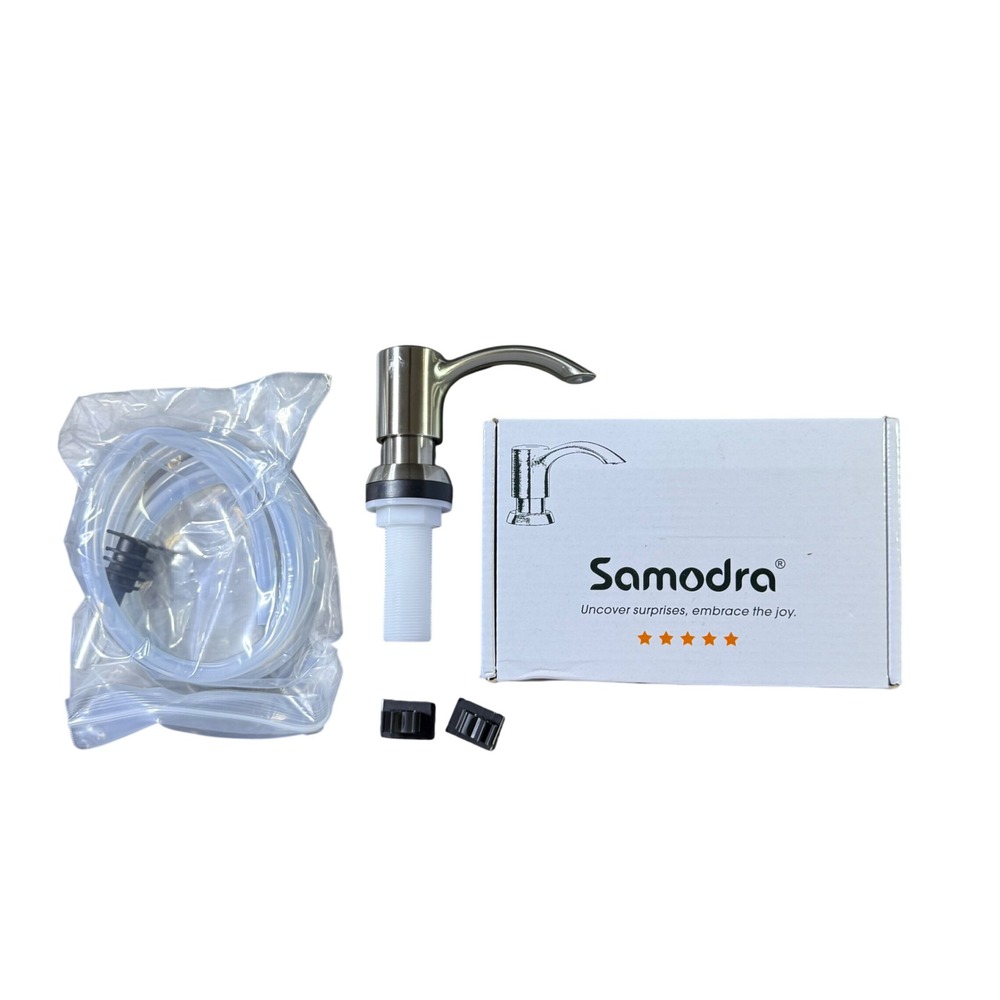 Samodra Brushed Nickel Soap Dispenser with Extension Hose‎ and Mounting Hardware